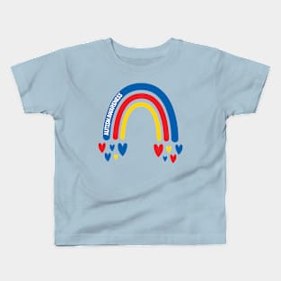 Autism Awareness Rainbow with hearts Kids T-Shirt